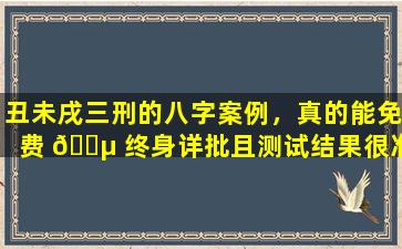 丑未戌三刑的八字案例，真的能免费 🐵 终身详批且测试结果很准吗 🐵